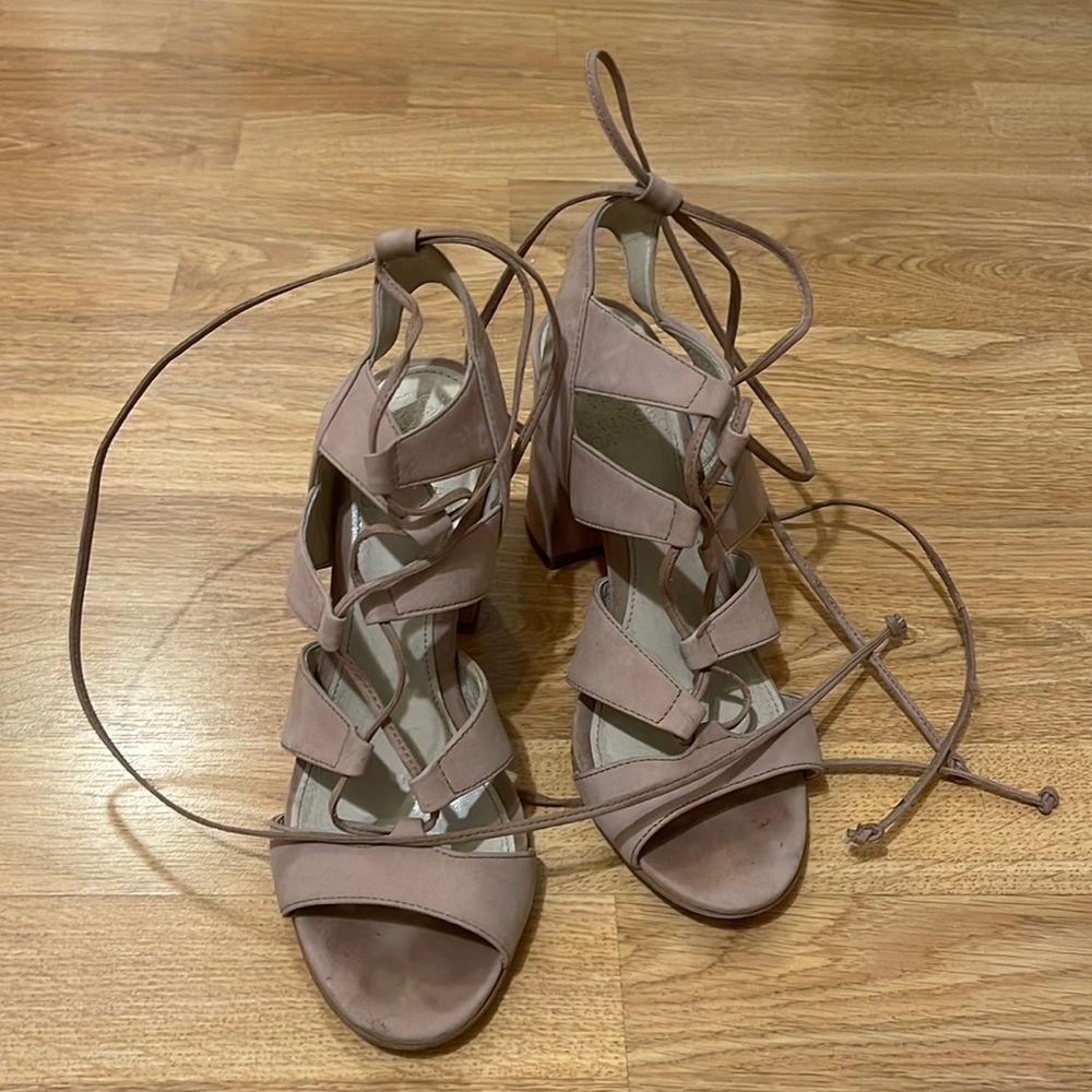 Lace Up Nude Heels